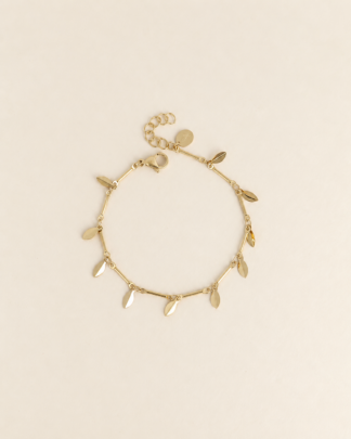 Bracelet Ezio doré bohème chic avec pampilles végétales