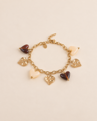 Bracelet Oscar doré à breloques cœurs en résine et acier inoxydable